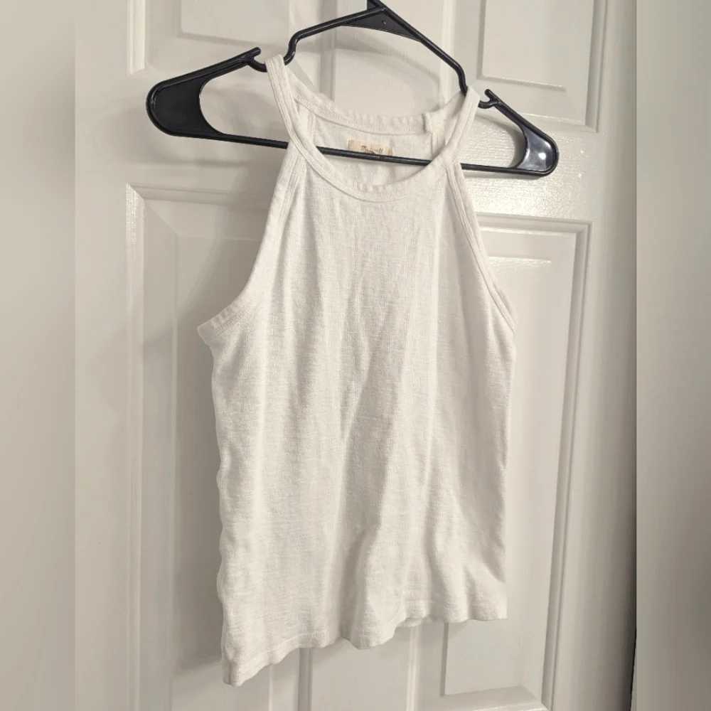 Madewell Ribbed High Neck Cotton Blend Tank Top White Size XS - Picture 2 of 4